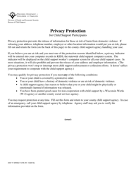 Form DCF-F-DWSC11376 Request for Privacy Protection for Child Support Participants - Wisconsin