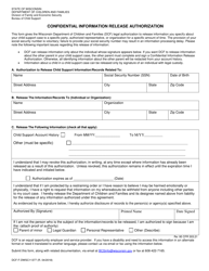 Document preview: Form DCF-F-DWSC11377 Confidential Information Release Authorization - Wisconsin