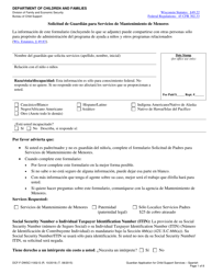 Document preview: Formulario DCF-F-DWSC11002-S Solicitud De Guardian Para Servicios De Mantenimiento De Menores - Wisconsin (Spanish)