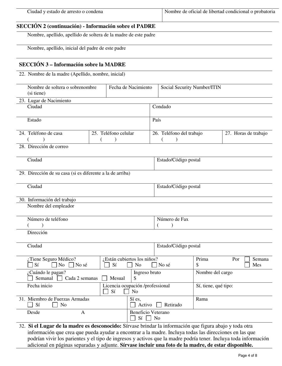 Formulario DCF-F-DWSC11002-S Solicitud De Guardian Para Servicios De Mantenimiento De Menores - Wisconsin (Spanish), Page 4