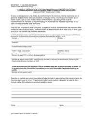 Document preview: Formulario DCF-F-DWSC14363-S Formulario De Queja Sobre Mantenimiento De Menores - Wisconsin (Spanish)