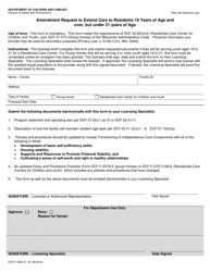 Document preview: Form DCF-F-5081-E Amendment Request to Extend Care to Residents 18 Years of Age and Over, but Under 21 Years of Age - Wisconsin