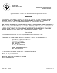 Form DCF-F-2462 &quot;Application and Affidavit for Professional/Occupational License&quot; - Wisconsin