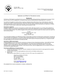Form DCF-F-2461 &quot;Application and Affidavit for Recreational License&quot; - Wisconsin