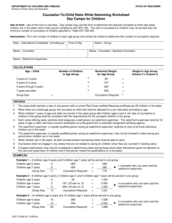 Form DCF-F-2455 &quot;Counselor-To-Child Ratio While Swimming Worksheet Day Camps for Children&quot; - Wisconsin
