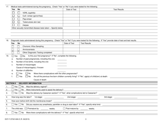 Form DCF-F-CFS0149A-E Family History Questionnaire Medical/Genetic - Pregnancy and Delivery Information - Wisconsin, Page 3
