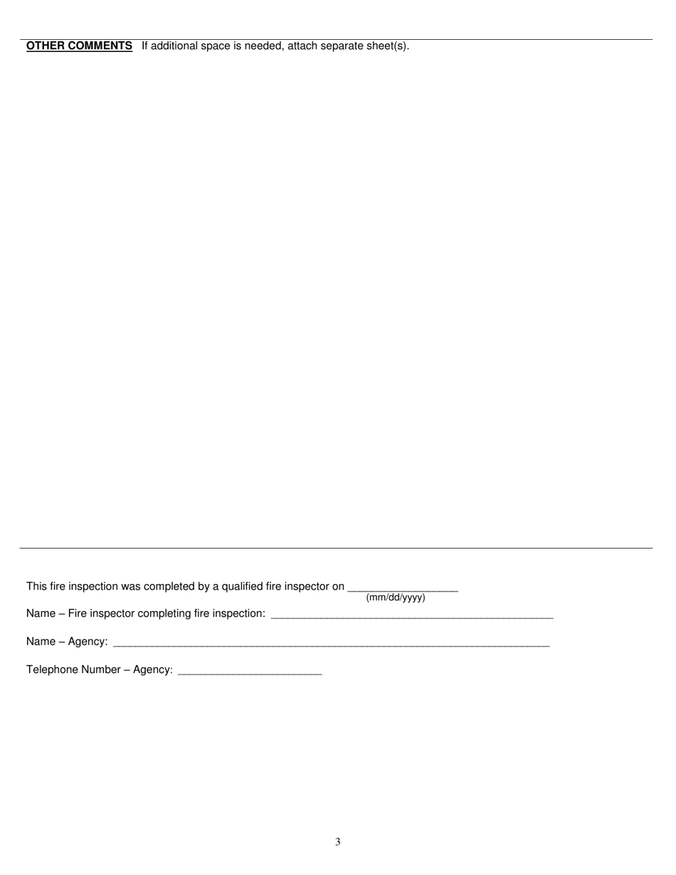 Form DCF-F-4147-E Fire Safety Inspection - Shelter Cares - Wisconsin, Page 3