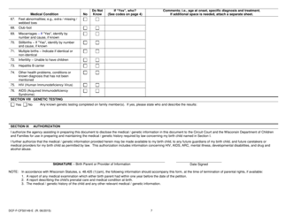 Form DCF-F-CFS0149-E Family History Questionnaire - Medical/Genetic - Wisconsin, Page 7