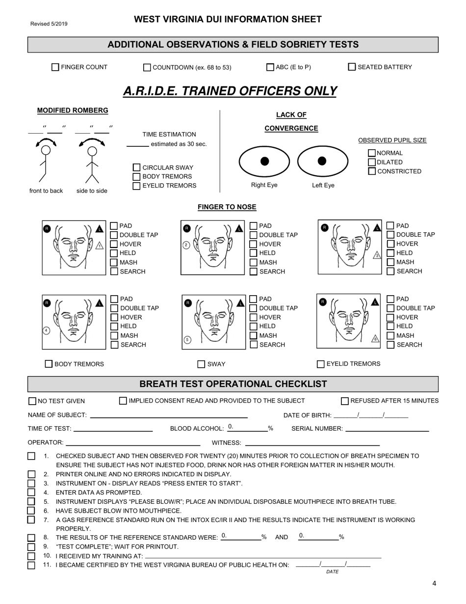 WVSP Form 78 (DMV-314) West Virginia Dui Information Sheet - West Virginia, Page 4