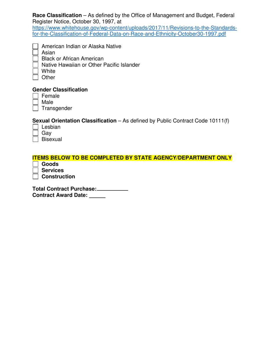 Form DGS PD802 Voluntary Statistical Data Sheet - California, Page 2