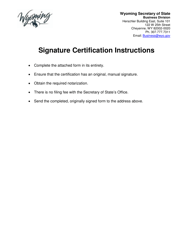 Signature Certification - Wyoming
