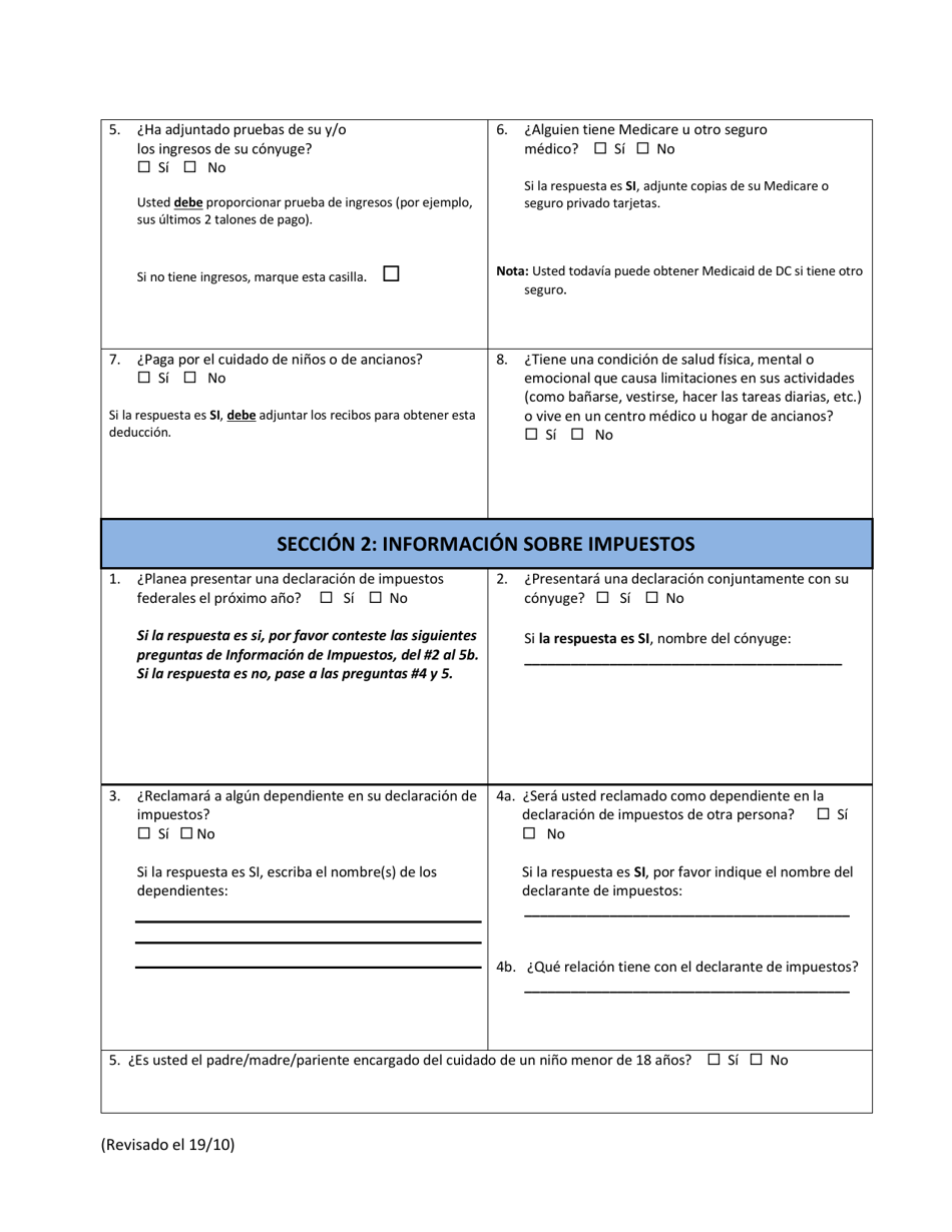 Formulario De Solicitud De Recertificacion / Renovacion De Medicaid - Washington, D.C. (Spanish), Page 3
