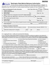 Document preview: DOH Form 623-123 Washington State Medical Marijuana Authorization - Washington