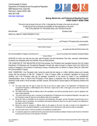 Document preview: Form A511-41EVBOND Event Surety Bond Form - Boxing, Martial Arts, and Professional Wrestling Program - Virginia