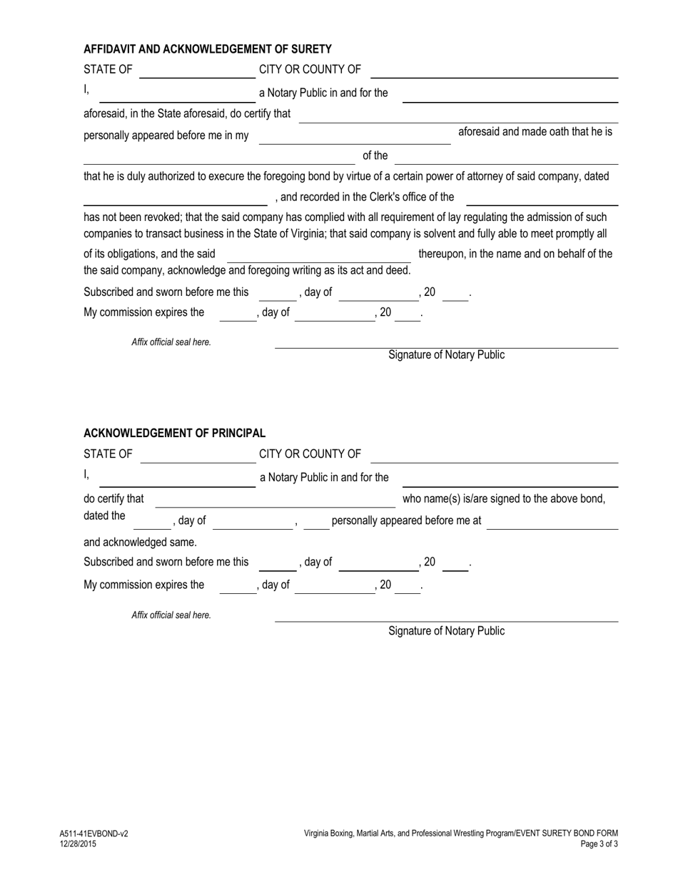 Form A511-41EVBOND - Fill Out, Sign Online and Download Fillable PDF ...