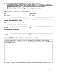 Form CDD-0197 Special Inspection Form - City of Sacramento, California, Page 2