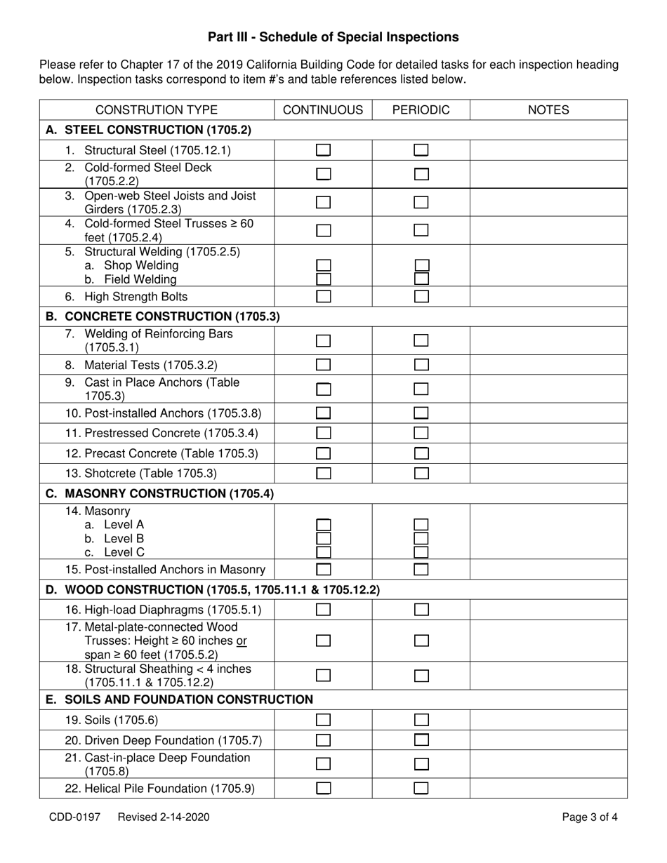 Form CDD-0197 Special Inspection Form - City of Sacramento, California, Page 3