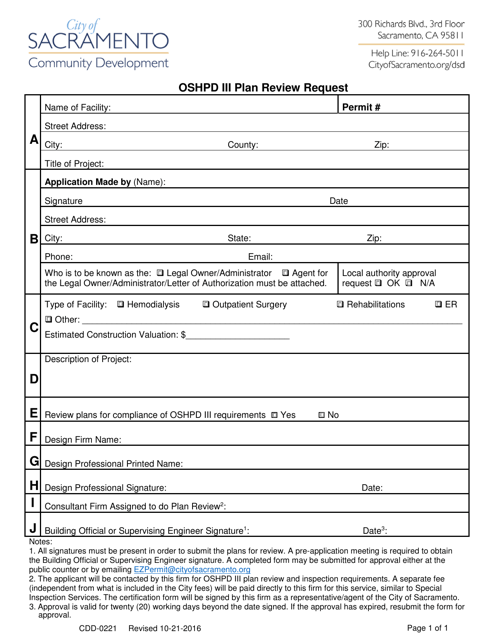 Form CDD-0221  Printable Pdf