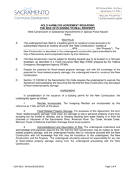 Document preview: Form CDD-0315 Hold Harmless Agreement Regarding the Risk of Flooding to Real Property - City of Sacramento, California