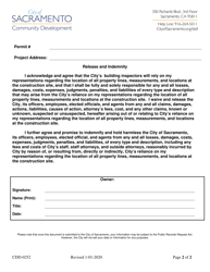 Form CDD-0252 &quot;Residential Lot Lines, Building Location, and Required Setbacks Owner Certification&quot; - City of Sacramento, California, Page 2