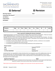 Document preview: Form CDD-0269 Deferred/Revision Submittal Form - City of Sacramento, California