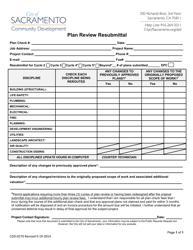 Document preview: Form CDD-0270 Plan Review Resubmittal - City of Sacramento, California