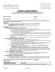 Document preview: Form CDD-0283 Over the Counter Approval Form for Mechanical Rooftop Equipment - City of Sacramento, California