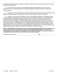 Form CDD-0220 &quot;Form for Owner-Builders Applying for Construction Permits&quot; - City of Sacramento, California, Page 4