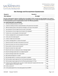 Form CDD-0227 Site Drainage and Encroachment Questionnaire - City of Sacramento, California