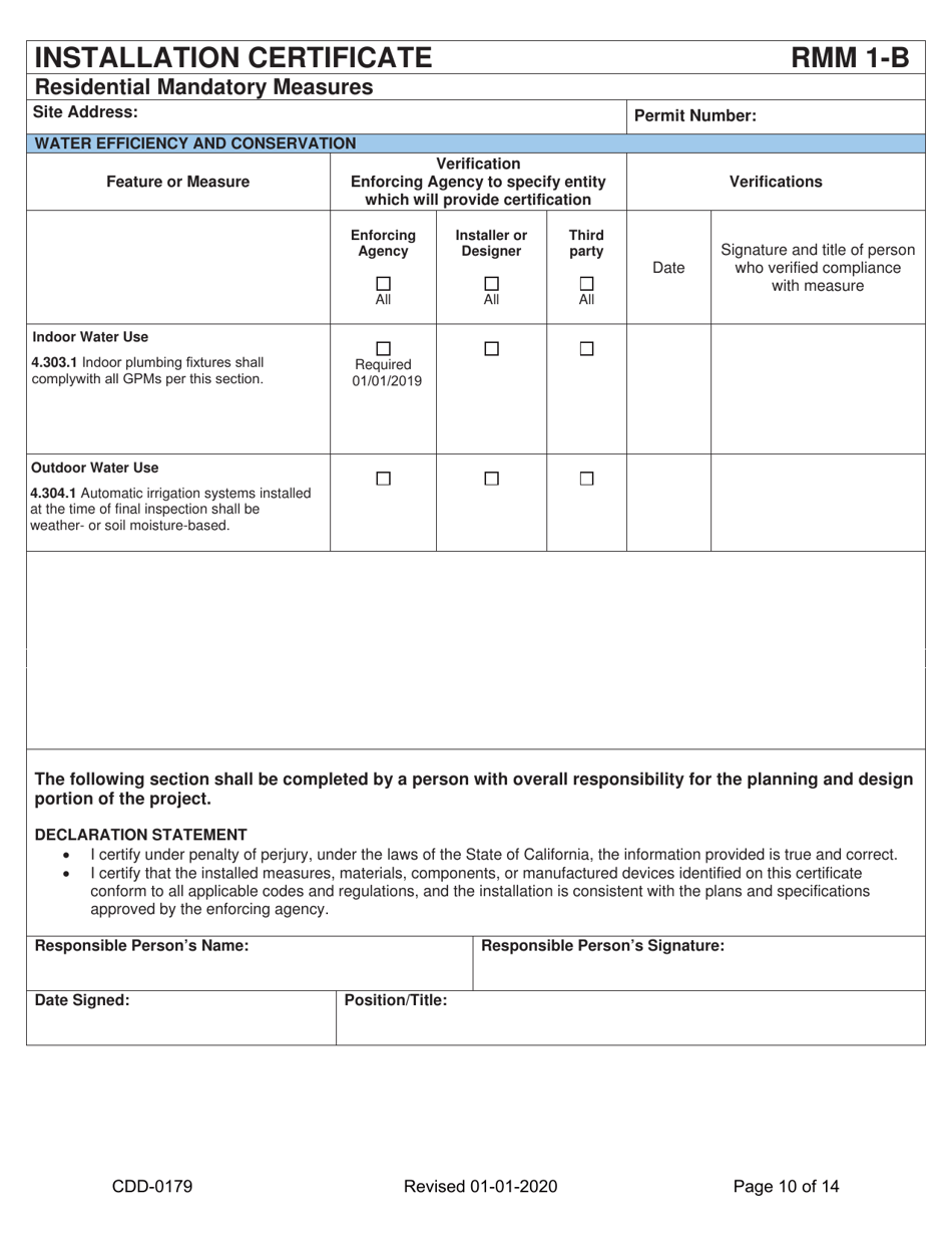 Form CDD-0179 2019 California Green Code VOC Self Certify Checklist - City of Sacramento, California, Page 10