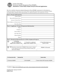Attachment 1 Storm Water Intake Form for All Permit Applications - County of San Diego, California