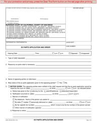Document preview: Form ADM-252 Ex Parte Application and Order - County of San Diego, California