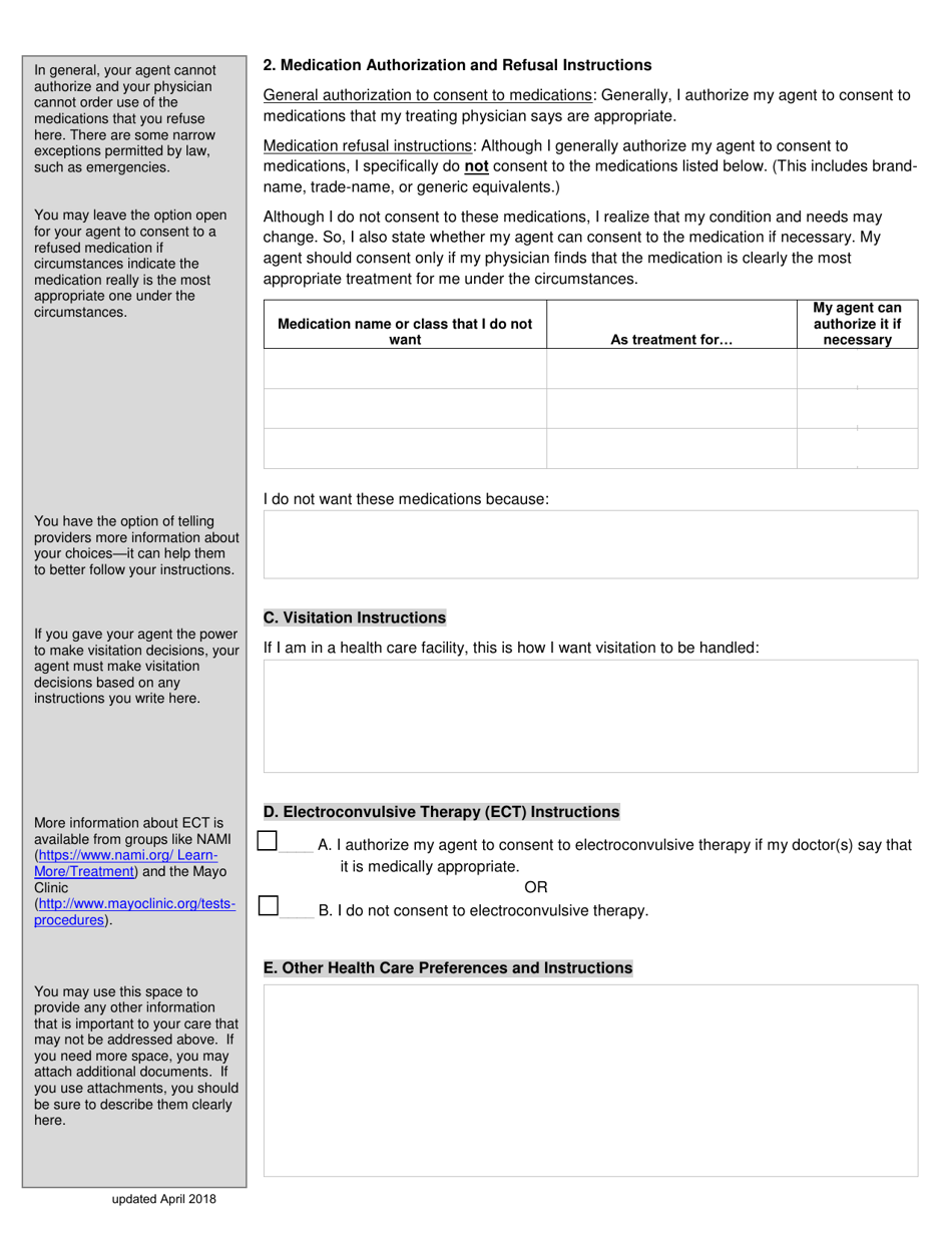 Virginia Virginia Advance Directive Form for Healthcare With Sections