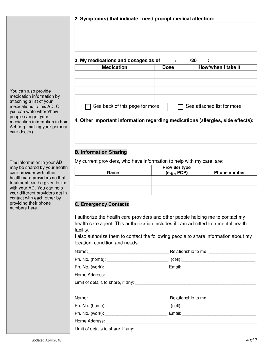 Virginia Virginia Advance Directive Form for Healthcare With Sections