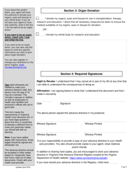 Virginia Advance Directive Form for Healthcare With Sections for Medical and End-Of-Life Care - Virginia, Page 7