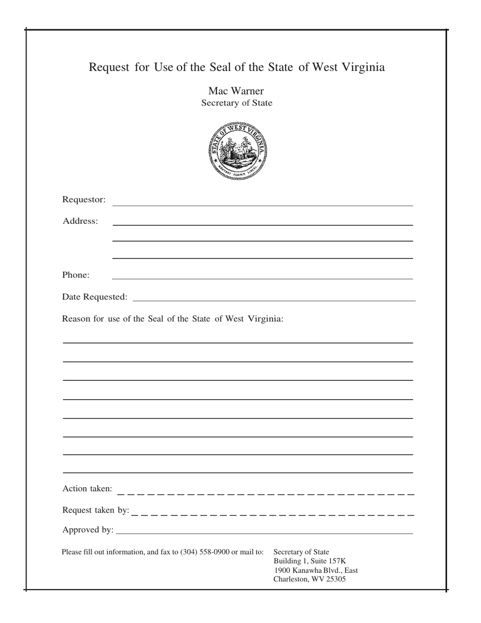 Request for Use of the Seal of the State of West Virginia - West Virginia, Page 1
