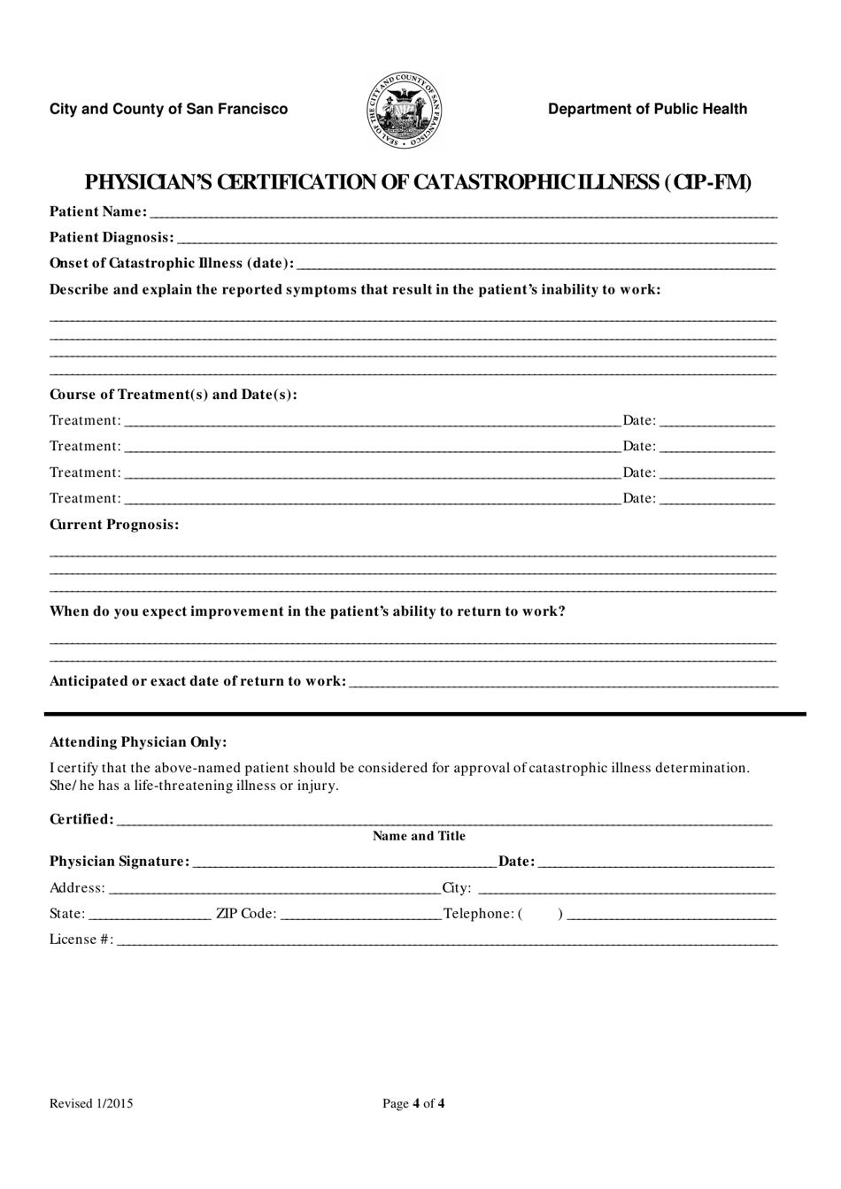 Application for T.j. Anthony Catastrophic Illness Program Family Member (Cip-Fm) - City and County of San Francisco, California, Page 4