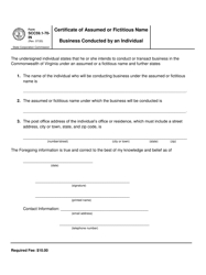 Form SCC59.1-70-IN Certificate of Assumed or Fictitious Name - Business Conducted by an Individual - Virginia, Page 2