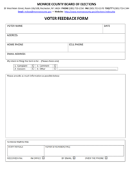 Document preview: Voter Feedback Form - Monroe County, New York