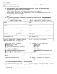 Formulario 05-002-S Formulario De Queja De Consumidor - Texas (Spanish)