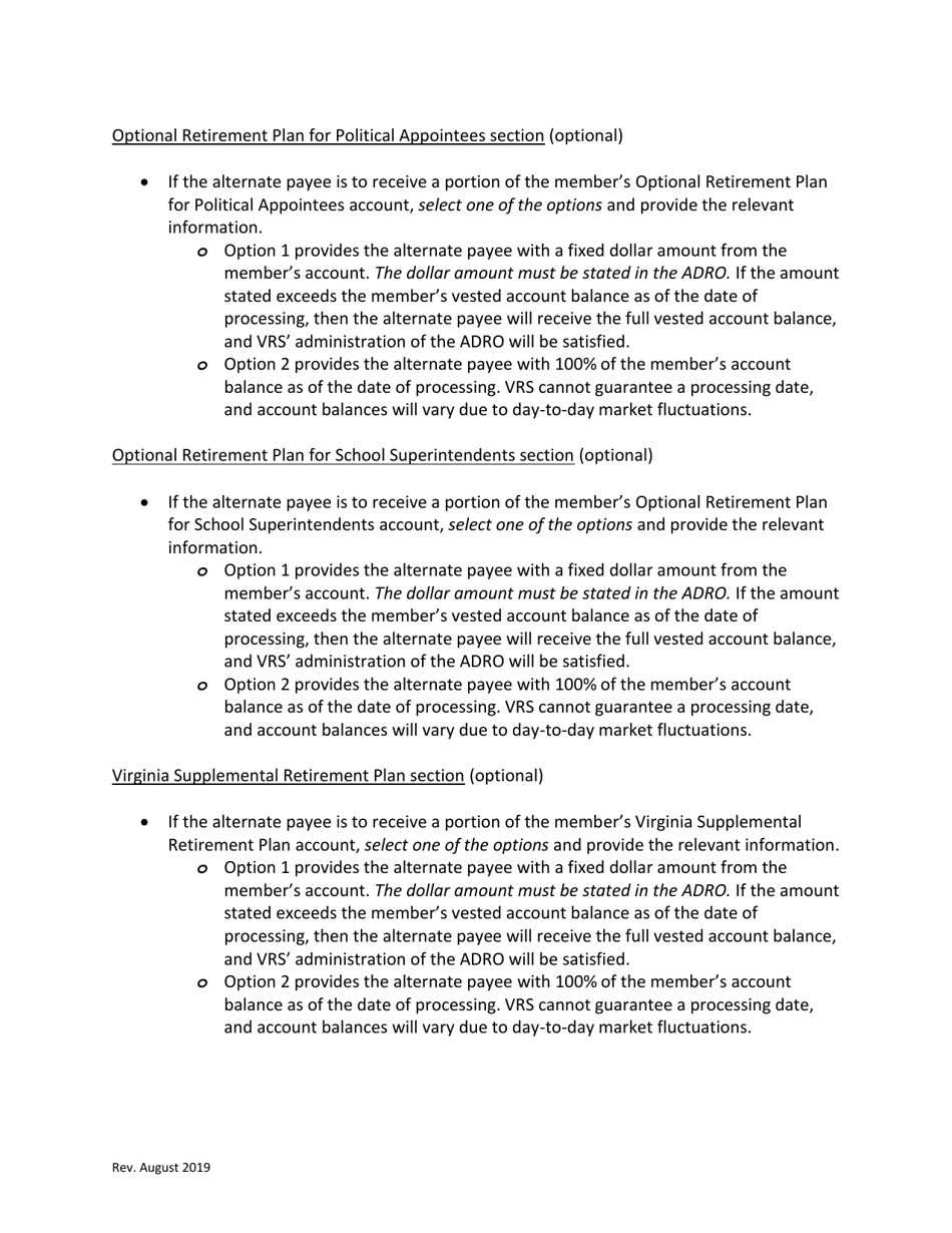Approved Domestic Relations Order for Virginia Retirement System - Defined Contribution Plan(S) - Virginia, Page 10