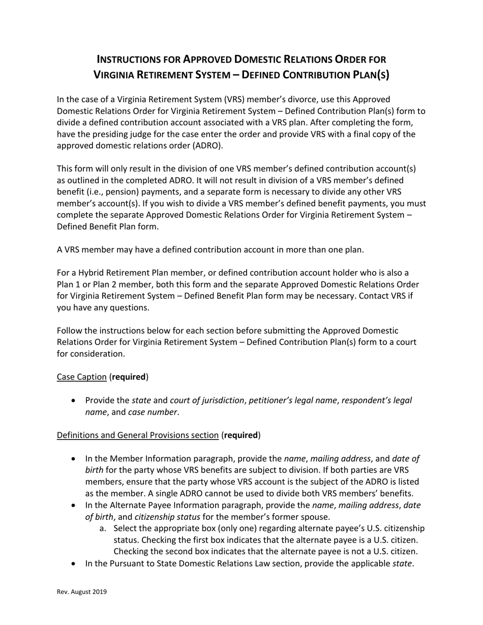 Approved Domestic Relations Order for Virginia Retirement System - Defined Contribution Plan(S) - Virginia, Page 7