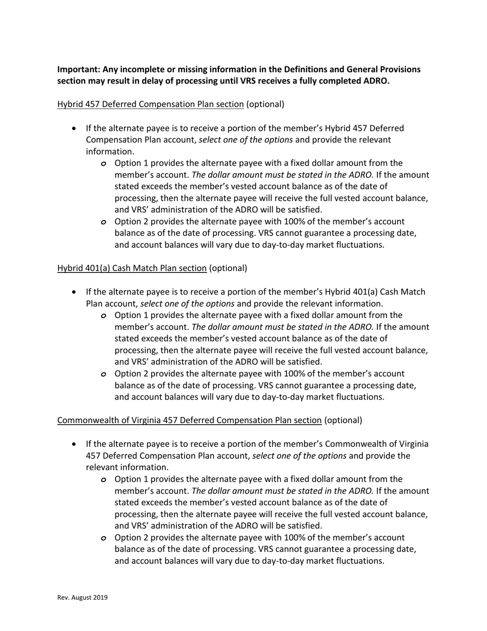Approved Domestic Relations Order for Virginia Retirement System - Defined Contribution Plan(S) - Virginia, Page 8