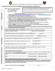 Document preview: SAPD Form 78-APA Permit Application for Gated Communities With Restricted Access Entry - City of San Antonio, Texas