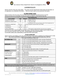 SAPD Form 78-APA Alarm Permit Application for Police &amp; Fire Alarm - City of San Antonio, Texas, Page 2