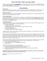 Document preview: SAPD Form 133-FOIA Open Records Request Form - City of San Antonio, Texas