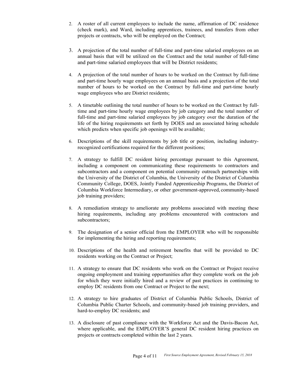 First Source Employment Agreement for Non Construction Contracts Only - Washington, D.C., Page 4