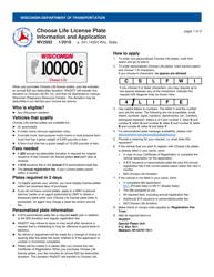 Form MV2992 Choose Life License Plate Application - Wisconsin