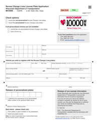 Form MV2989 Nurses Change Lives License Plate Application - Wisconsin, Page 2