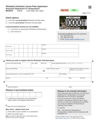 Form MV2978 Whitetails Unlimited License Plate Application - Wisconsin, Page 2
